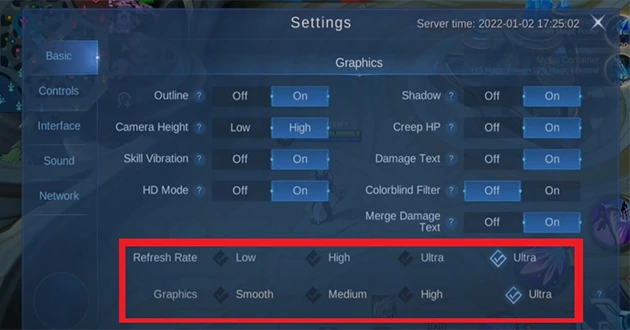 mobile legend 120 fps